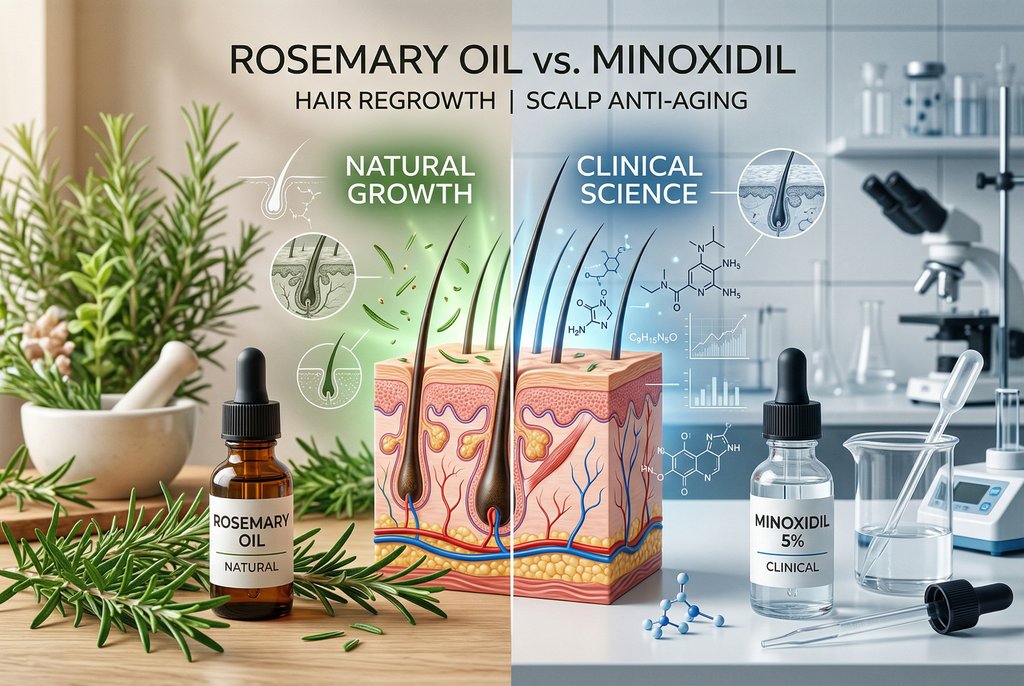 Rosemary Oil vs. Minoxidil: The Clinical Science of Natural Hair Regrowth & Scalp Anti-Aging